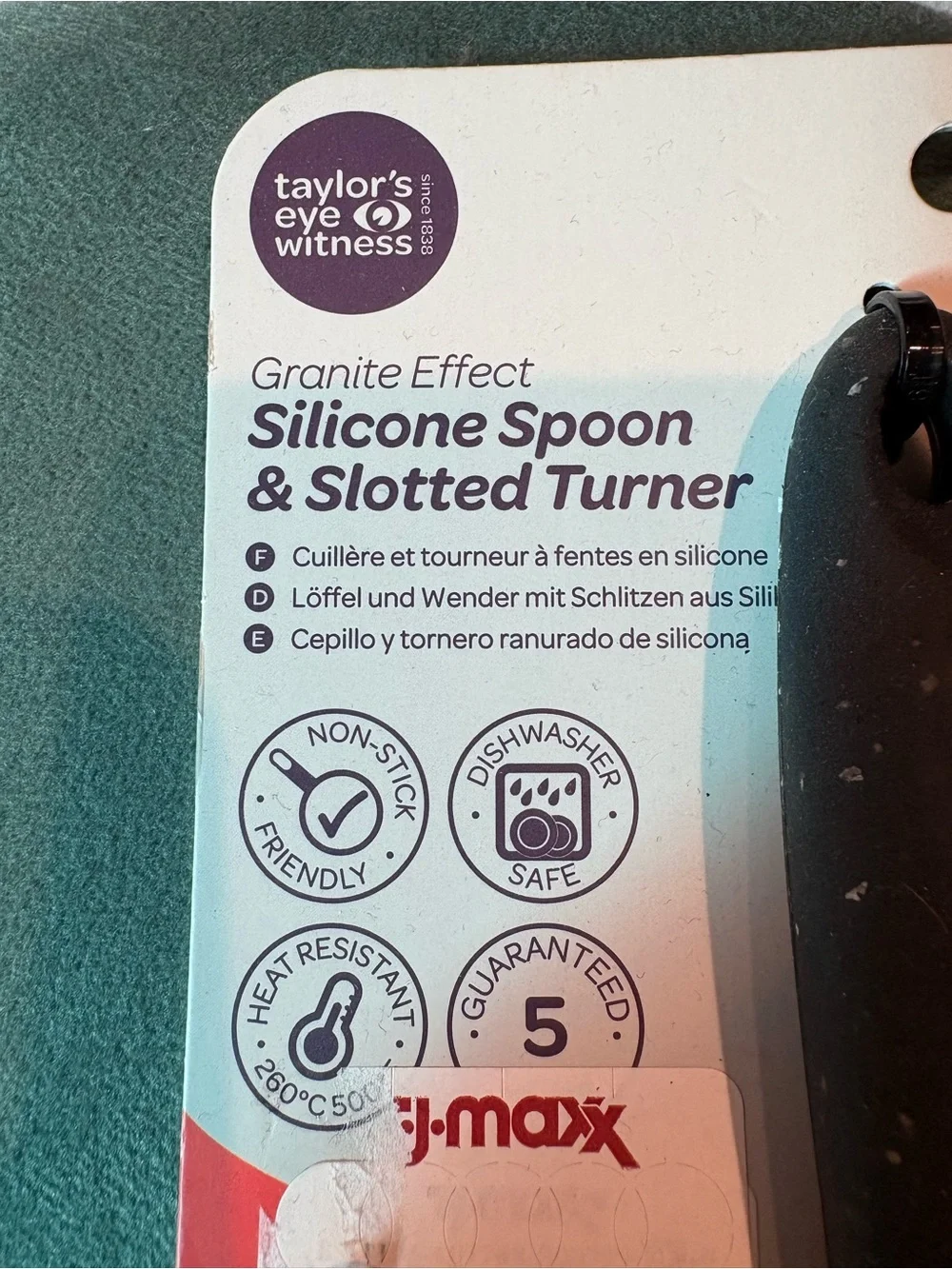 Granite Effect Black Silicone Spoon & Slotted Turner Set